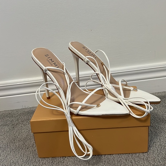 Simmi Shoes White Lace Up Heels US 9 - Picture 3 of 5